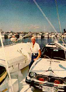 Mary Hartline aboard her yacht